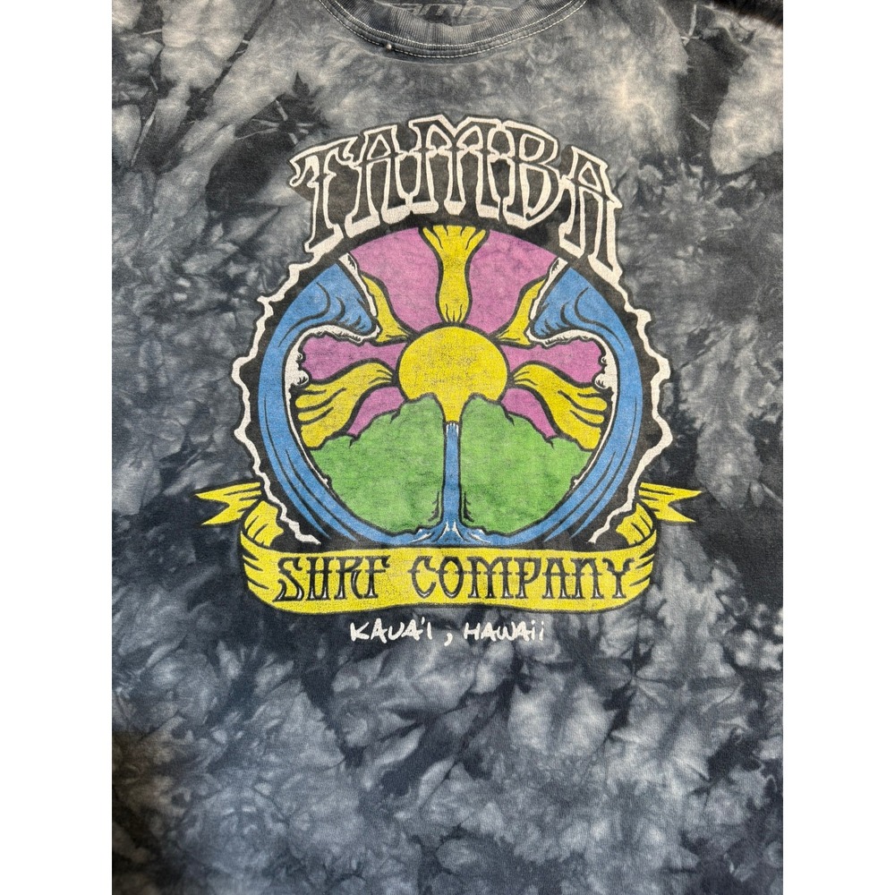 Tamba Surf Company Kauai Hawaii Tie Dye Graphic T-Shirt Mens 2XL Gray Black - Picture 2 of 5